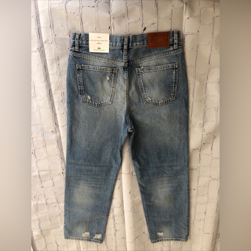 NEW Straight ZARA High Rise Light Wash Denim Women's Sz 6 Coastal Cowgirl Jeans - Picture 15 of 16